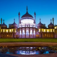Royal Pavilion in East Sussex at night, Brighton, England
